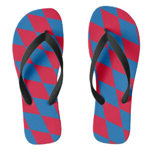 Blue and Red Bavaria Diamond Flag Pattern Jandals
