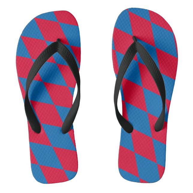 Blue and Red Bavaria Diamond Flag Pattern Jandals (Footbed)