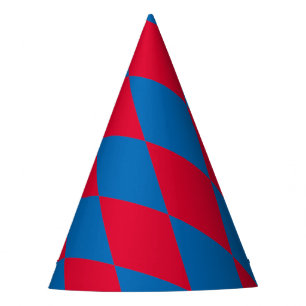 Blue and Red Bavaria Diamond Flag Pattern Party Hat
