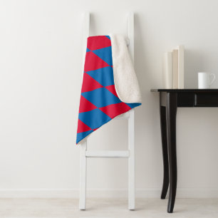 Blue and Red Bavaria Diamond Flag Pattern Sherpa Blanket