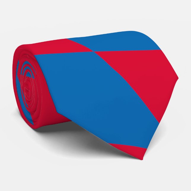 Blue and Red Bavaria Diamond Flag Pattern Tie (Rolled)