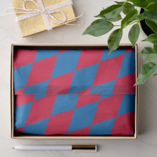 Blue and Red Bavaria Diamond Flag Pattern Tissue Paper (Gift)