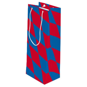 Blue and Red Bavaria Diamond Flag Pattern Wine Gift Bag