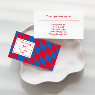 Blue and Red Bavarian Diamond Flag Pattern Business Card