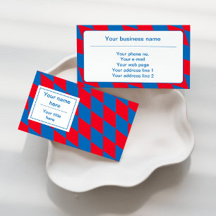 Blue and Red Bavarian Diamond Flag Pattern Business Card