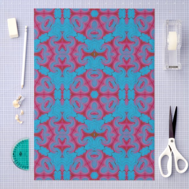 Blue and Red Boho Tissue Paper (Craft)