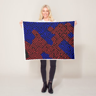 Blue And Red Camouflage Pattern Fleece Blanket