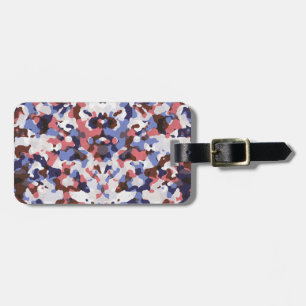 Blue and red camouflage pattern luggage tag