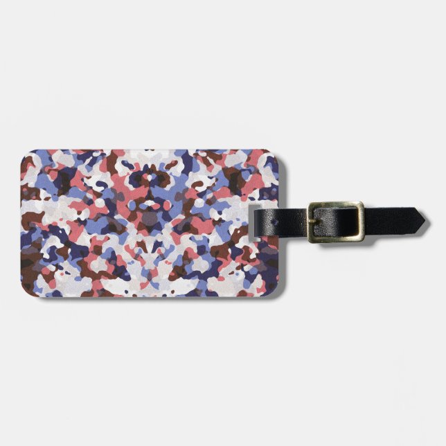 Blue and red camouflage pattern luggage tag (Front Horizontal)