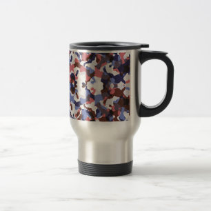 Blue and red camouflage pattern travel mug