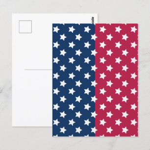 Blue And Red Colour Block With White Stars Postcard