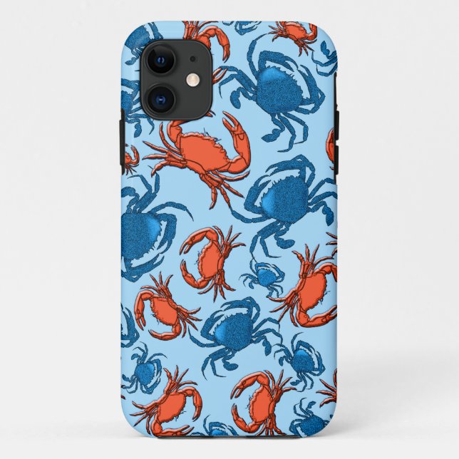 Blue and Red Crabs Collage Case-Mate iPhone Case (Back)