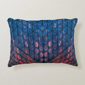 BLUE AND RED CUBIST BUILDING DECORATIVE CUSHION