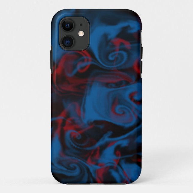Blue and red curly cue smoke iphone case (Back)