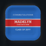 Blue and Red Custom Graduation Paper Plate<br><div class="desc">Custom Blue and Red Graduation Paper Plates.</div>