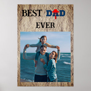  blue and red design for the best dad ever poster