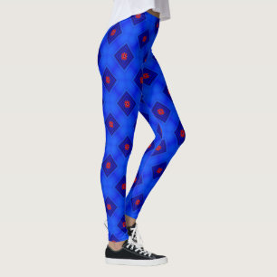 Blue and red Diamond Artwork Leggings