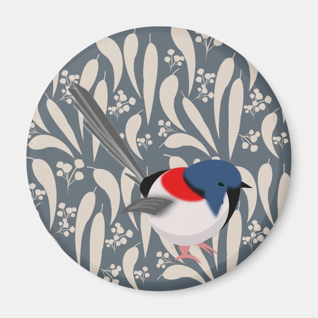 Blue and Red Fairy Wren Magnet (Front)