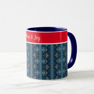Blue and Red Festive Mug by Poet Adiela Akoo