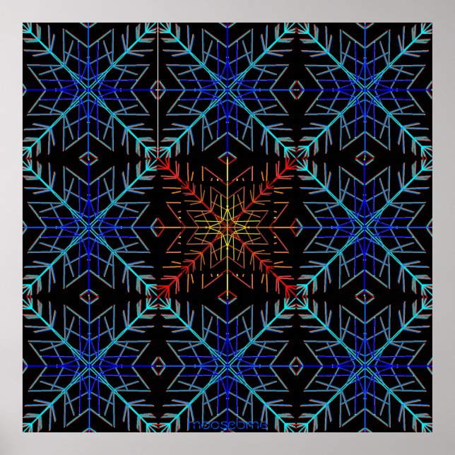 Blue and Red Flakes 36x36 Poster (Front)