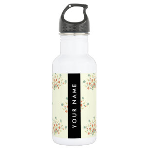 Blue and Red Flowers, Black, Your Name 532 Ml Water Bottle