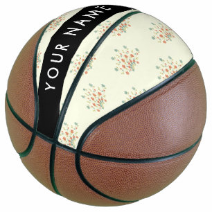 Blue and Red Flowers, Black, Your Name Basketball