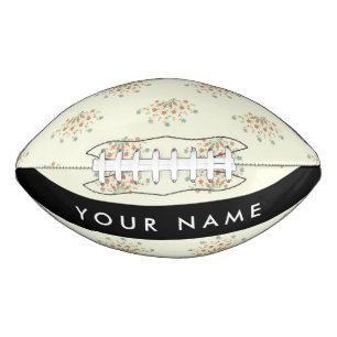 Blue and Red Flowers, Black, Your Name Football