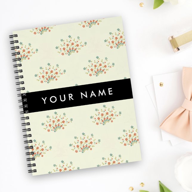 Blue and Red Flowers, Black, Your Name Notebook (Creator Uploaded)