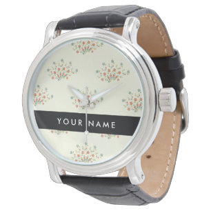 Blue and Red Flowers, Black, Your Name Watch