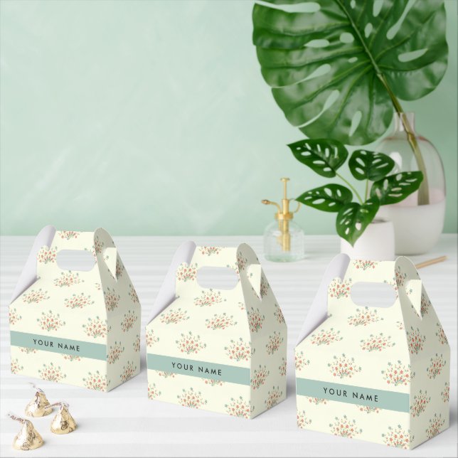 Blue and Red Flowers, Blue, Your Name Favour Box (Multiple)
