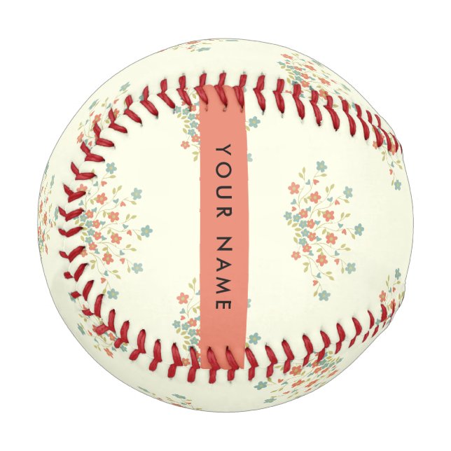 Blue and Red Flowers, Red, Your Name Baseball (Front Left)