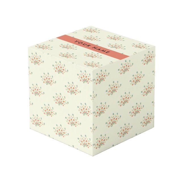 Blue and Red Flowers, Red, Your Name Cube (Front Angled)