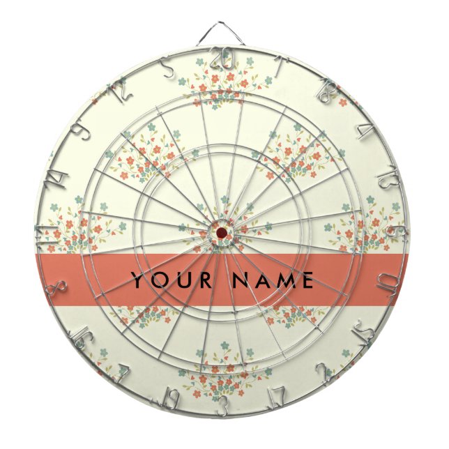 Blue and Red Flowers, Red, Your Name Dartboard (Front)