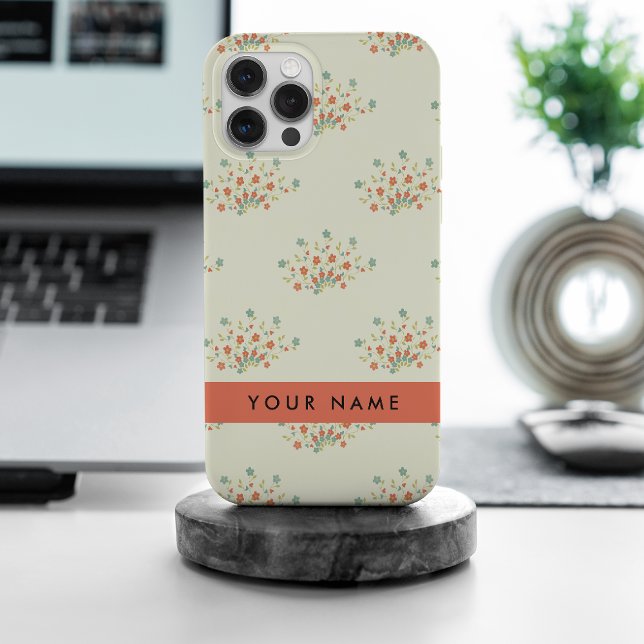 Blue and Red Flowers, Red, Your Name iPhone Case (Creator Uploaded)