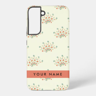 Blue and Red Flowers, Red, Your Name Samsung Galaxy Case