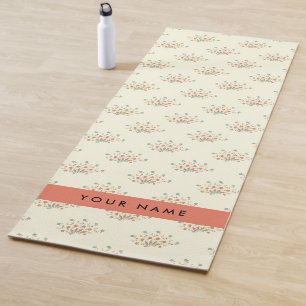 Blue and Red Flowers, Red, Your Name Yoga Mat