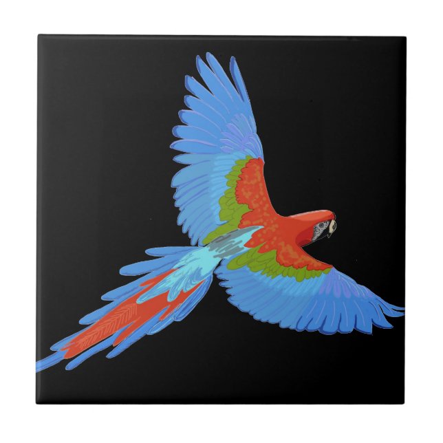 Blue and Red Flying Macaw Tile (Front)