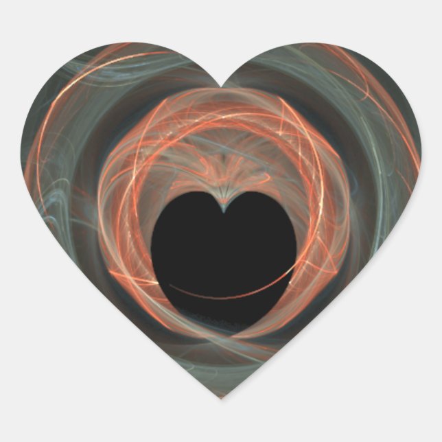 Blue and Red Fractal Art Encircled Heart Sticker (Front)