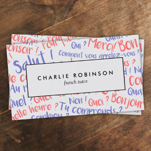 Blue and red french tutor business card