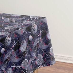 Blue and red geometric abstraction. tablecloth