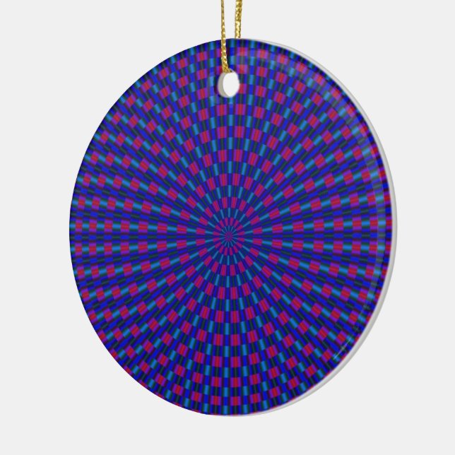 Blue and Red Geometric Circles Ornament (Left)