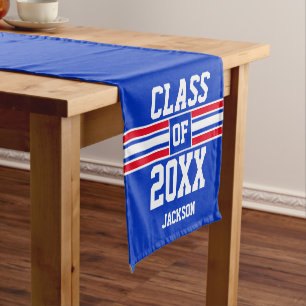 Blue and Red Graduation Custom Short Table Runner