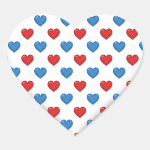 Blue and Red Heart Shape Sticker