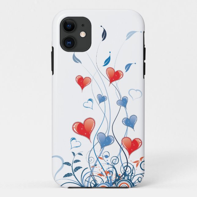 Blue and Red Hearts Case-Mate iPhone Case (Back)