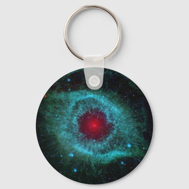 Blue and red helix nebula star cluster key ring (Front)