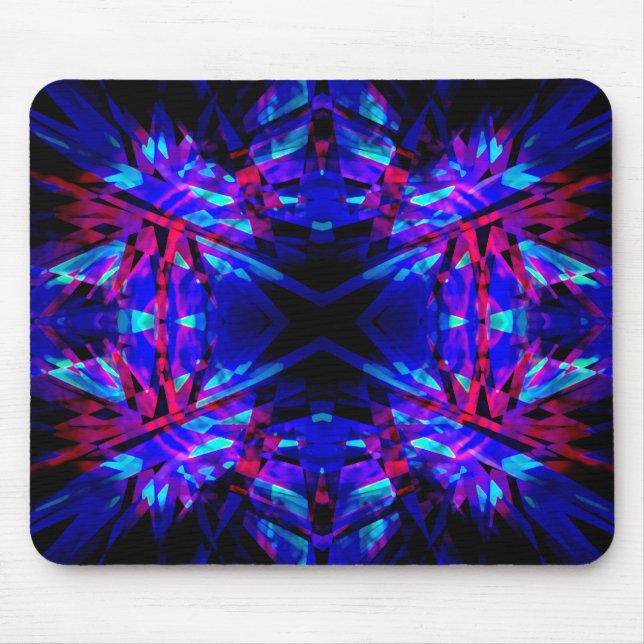 Blue and red kaleidoscope pattern mouse pad (Front)