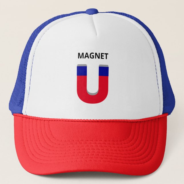 Blue and Red Magnet Trucker Hat (Front)