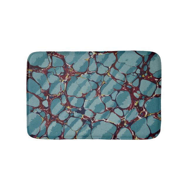 Blue And Red Marble Stone Bath Mat (Front)