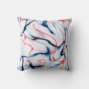 Blue and Red Marble Swirl Effect Throw Pillow