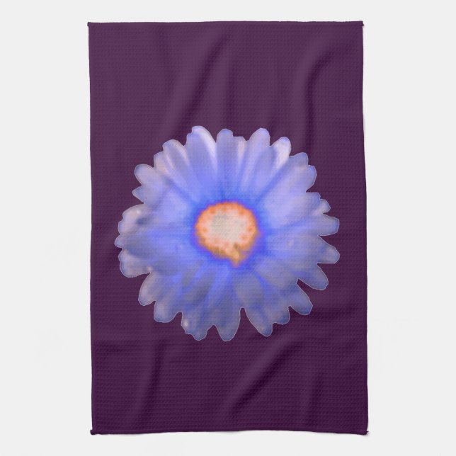Blue and Red Marigold Kitchen Towel (Vertical)